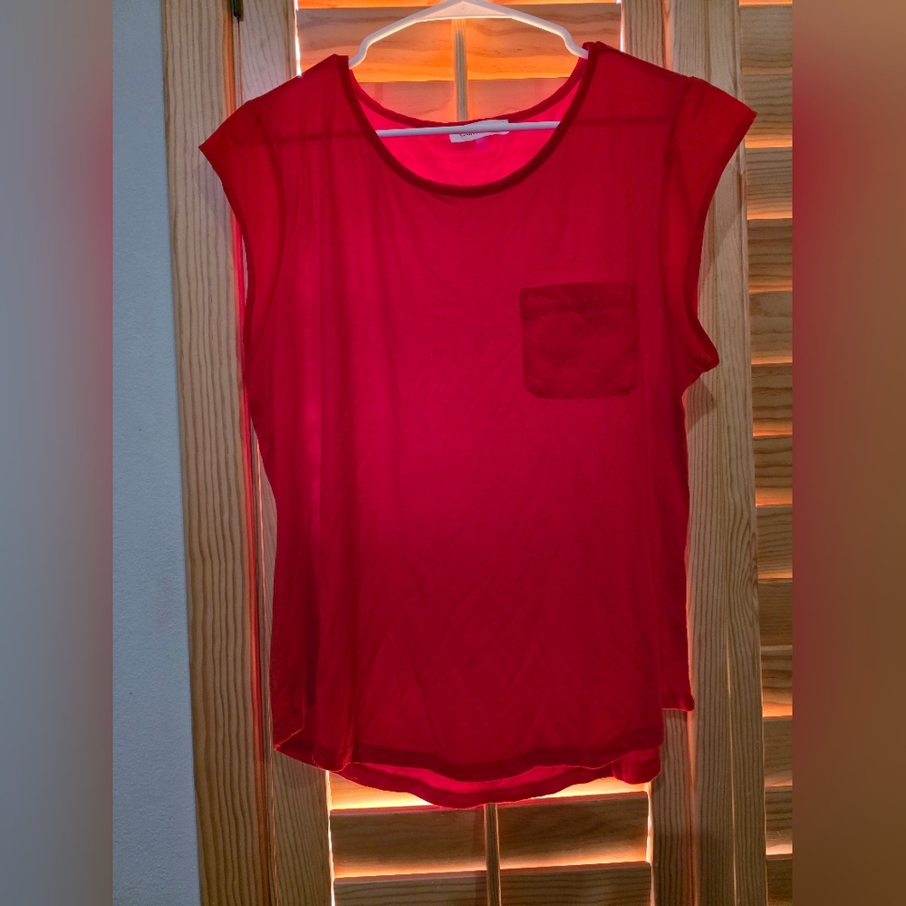 Calvin Klein Vibrant Red Sleeveless Blouse